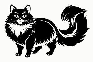 persian cat line art silhouette vector illustration