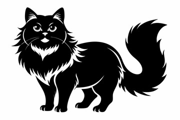 persian cat line art silhouette vector illustration