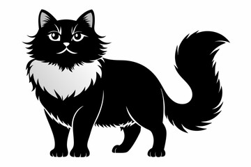 persian cat line art silhouette vector illustration