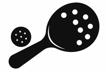pickleball paddle with ball line art silhouette vector illustration