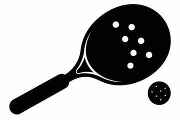 pickleball paddle with ball line art silhouette vector illustration