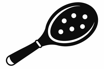 pickleball paddle with ball line art silhouette vector illustration