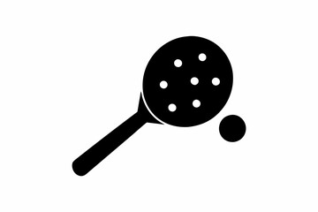 pickleball paddle with ball line art silhouette vector illustration