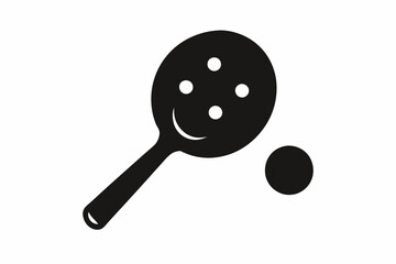 pickleball paddle with ball line art silhouette vector illustration