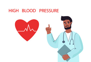 World Hypertension day infographic. May 17th. High blood pressure. Vector flat hand drawn illustration.