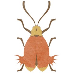 Watercolor stylized yellow-orange beetle on a white background