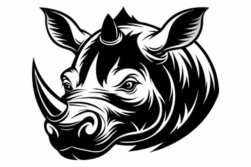 rhino head line art silhouette vector illustration