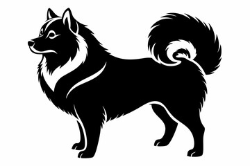 samoyed dog line art silhouette vector illustration