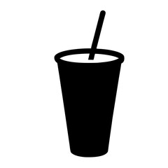 Disposable paper cup with straw and coffee vector illustration
