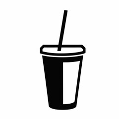 Disposable paper cup with straw and coffee vector illustration