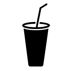 Disposable paper cup with straw and coffee vector illustration