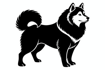 Fototapeta premium samoyed dog line art silhouette vector illustration