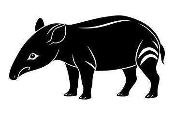 tapir line art silhouette vector illustration