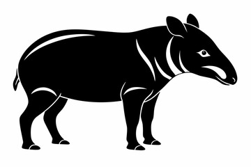 tapir line art silhouette vector illustration