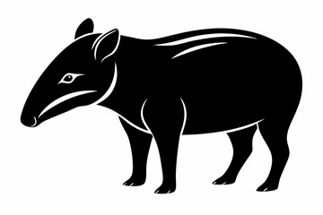 tapir line art silhouette vector illustration