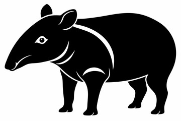 tapir line art silhouette vector illustration