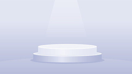 Elegant white product display podium with a spotlight effect, perfect for branding, advertisements, and mockups. Ideal for showcasing cosmetics, tech gadgets, or luxury items.