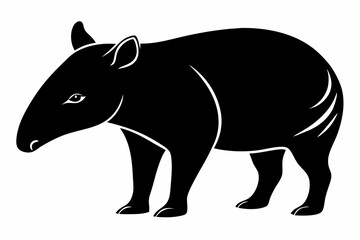 tapir line art silhouette vector illustration