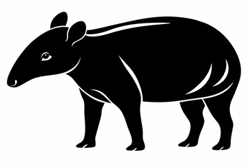 tapir line art silhouette vector illustration