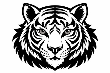 tiger head line art silhouette vector illustration