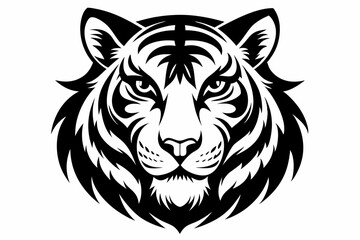 Obraz premium tiger head line art silhouette vector illustration