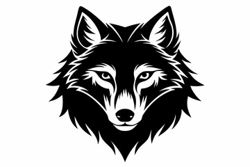 wolf head line art silhouette vector illustration