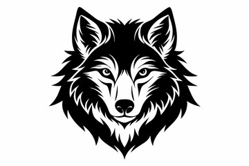 Fototapeta premium wolf head line art silhouette vector illustration