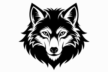 wolf head line art silhouette vector illustration