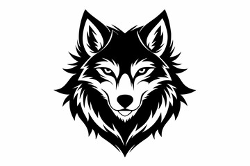 wolf head line art silhouette vector illustration