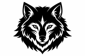 wolf head line art silhouette vector illustration