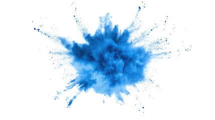 blue color powder pulver explosion isolated on transparent background