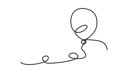 Balloon icon. Birthday balloon continuous one line drawing celebration concept