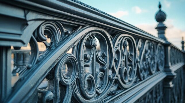 Detailed metal fence pattern, great for architectural and design projects, accentuates texture and detail.