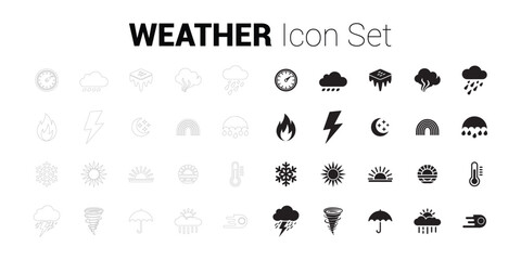 Fototapeta premium Weather Icon Set. Editable vector minimalist fill and outline icon.