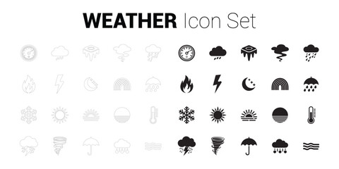 Obraz premium Weather Icon Set. Editable vector minimalist fill and outline icon.
