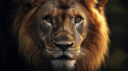 Naklejka premium Majestic Lion Portrait Close Up