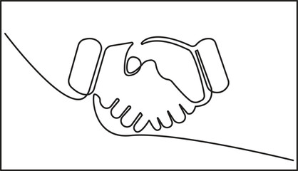 Fototapeta premium Continuous one line art hand shake shape isolated vector illustration. one line drawing