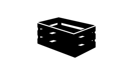 wooden crate box for fruit , Black Isolated Silhouette
