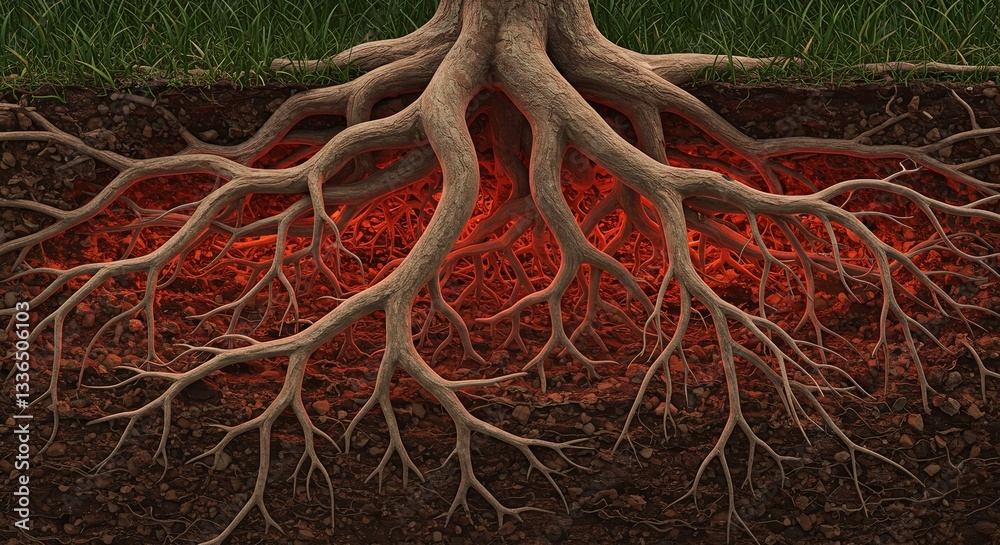 Poster a tree root is shown in a close up