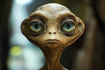 Close-up Portrait of an Alien with Blue Eyes