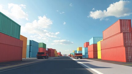 Colorful Shipping Containers Scene