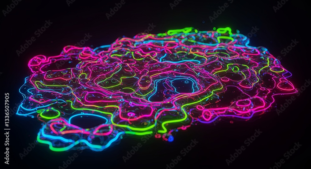 Poster a colorful, abstract image with neon colors and lines