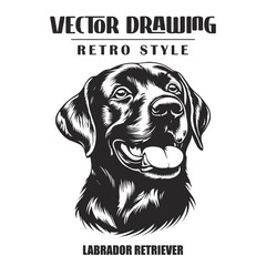 Black and White Labrador Retriever Dog Vector Illustration Isolated