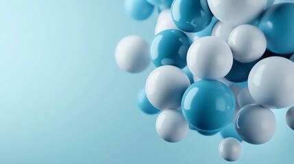 Floating glossy spheres in a soft gradient space, elegant and minimalist 3D render