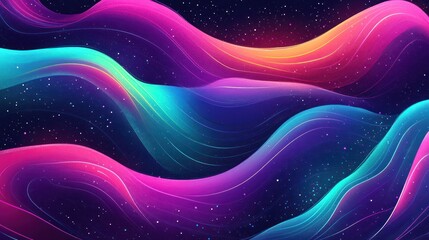 Abstract cosmic waves in vibrant neon colors.