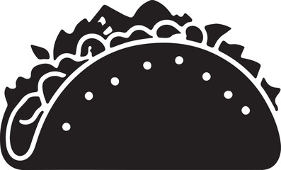 Tacos silhouette vector art illustration. Tacos vector icon. Taco with tortilla shell Mexican lunch flat vector icon for food apps and websites.