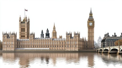 Fototapeta premium Big Ben Clock Tower: Image of Big Ben in London isolated on a transparent background.