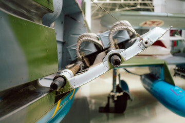 Close-Up View of Military Aircraft Weaponry and Engineering Details