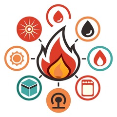 Fire Energy and Utility Icons – Flat Design Concept
Gas, Heat, and Power Symbols – Energy Resource Infographic