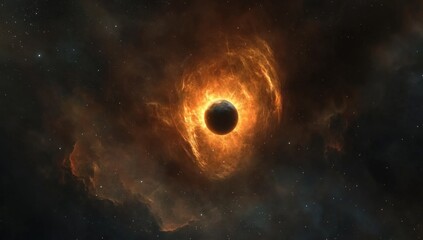 Fototapeta premium Fiery celestial body, swirling nebula, cosmic spectacle